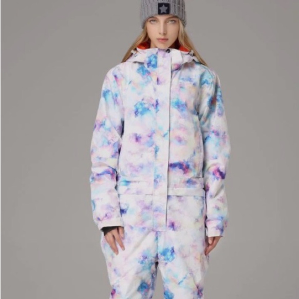 Women's Pastel Tie-Dye One Piece Ski Snowboard Suit NWT